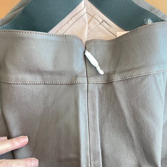 Quince Wm's Stretch 100% Leather Pencil Skirt Size Small Brown #71 - Picture 9 of 9